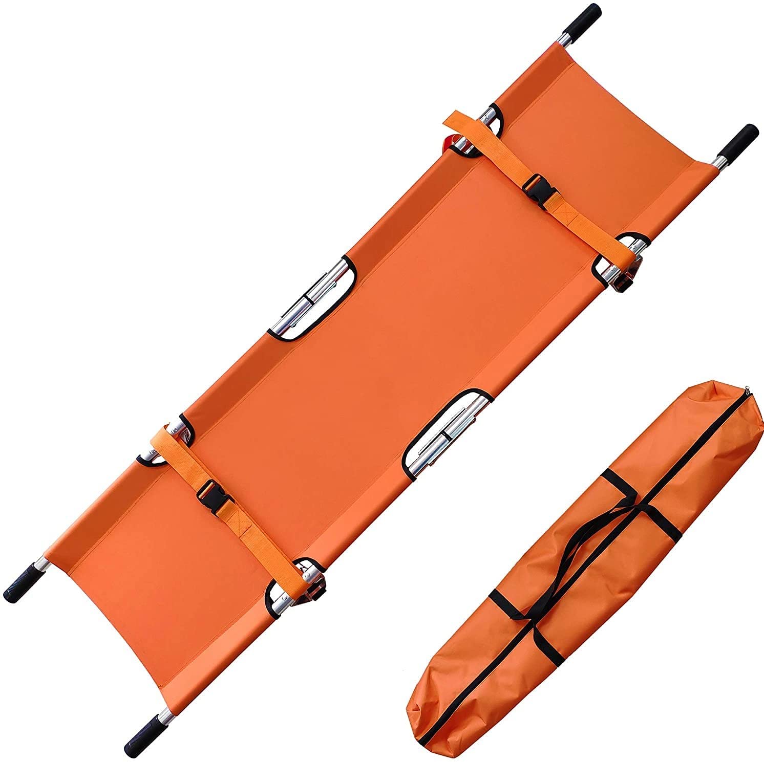 Aluminium Stretcher | Orange Colour | Both End Handle | Carrying Bag