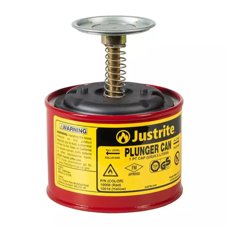 JUSTRITE | 1 PINT | STEEL PLUNGER CAN | RED -10008 | 0.5 LTRPl
