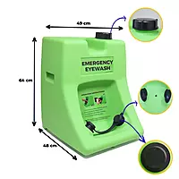 Eye Wash Station Portable – 65Ltrs Green Polyethylene Tank, Wall Mounted (Without Water Preservator)