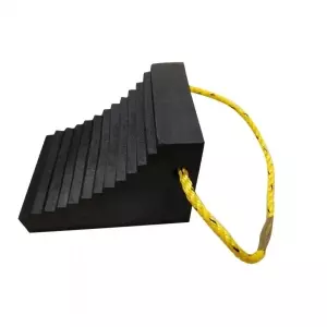Rubber Wheel Stopper, L shaped Contour for Heavy Vehicles - Size 241mmx165mmX178mm, Weight : 6.5 Kgs