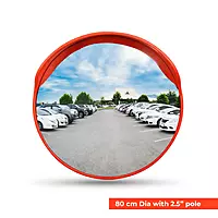 Convex Mirror | Polycarbonate | 80cm Dia with Clamp | 2.5" Pole type bracket | (Wall Bracket or Pole not included)