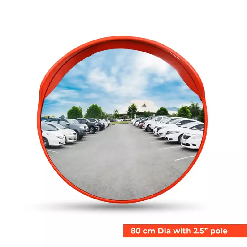 Convex Mirror | Polycarbonate | 80cm Dia with Clamp | 2.5" Pole type bracket | (Wall Bracket or Pole not included)