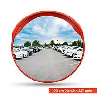 Convex Mirror | Polycarbonate | 100 cm Dia with Clamp | 2.5" Pole type bracket | (Wall Bracket or Pole not included)