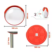 Convex Mirror | Polycarbonate | 100 cm Dia with Clamp | 2.5" Pole type bracket | (Wall Bracket or Pole not included)