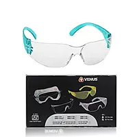 Venus | E-102 CHC Clear With Blue Temple Safety Goggles | Pack Of 20
