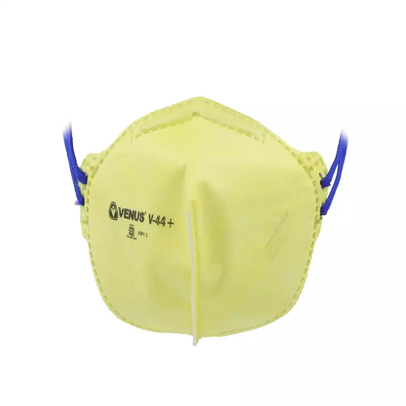VENUS V-44+ FFP1S | Unisex Anti Pollution Fold Flat Face Mask Yellow ISI Approved | Pack of 50