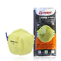 VENUS V-44+ FFP1S | Unisex Anti Pollution Fold Flat Face Mask Yellow ISI Approved | Pack of 50