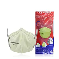 VENUS V-444+ FFP2S | Unisex Fold Flat Face Mask Yellow ISI Approved | Pack of 50