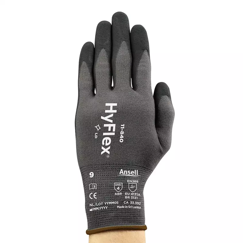 Ansell | HyFlex 11-840 | 15G Nylon Liner with Foam Nitrile Coated