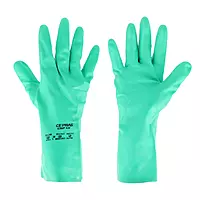 Gloves | Nitrile 15 Mil | Flocklined | Colour - Green | Length :13" | Size: L