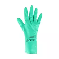Gloves | Nitrile 15 Mil | Flocklined | Colour - Green | Length :13" | Size: L