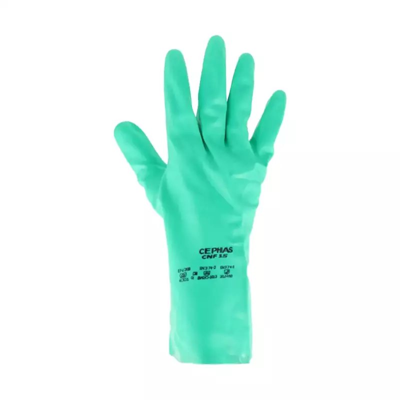 Gloves | Nitrile 15 Mil | Flocklined | Colour - Green | Length :13" | Size: L