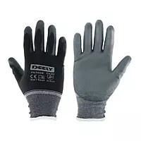 Gloves | PU Coated Nylon Knitted | Colour - Black | Size - Large | OTBR | Pack of 10