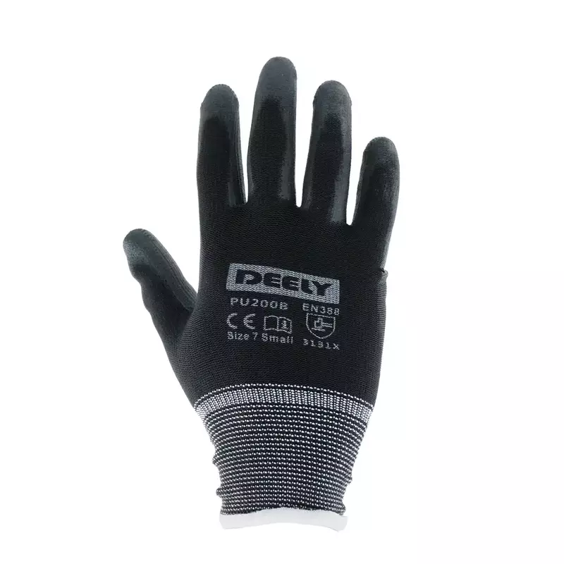Gloves | PU Coated Nylon Knitted | Colour - Black | Size - Large | OTBR | Pack of 10 Gloves | PU Coated Nylon Knitted | Colour - Black | Size - Large | OTBR | Pack of 10