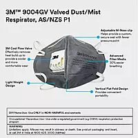 3M 9004GV | (Grey) Valved Flat Fold Dust | Mist Respirator | Pack of 25
