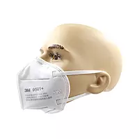 3M 9501+ KN95 | Respirator Mask | Flat Fold with Ear Loop & Nose Clip | White | Pack of 50