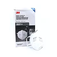 3M 9501+ KN95 | Respirator Mask | Flat Fold with Ear Loop & Nose Clip | White | Pack of 50