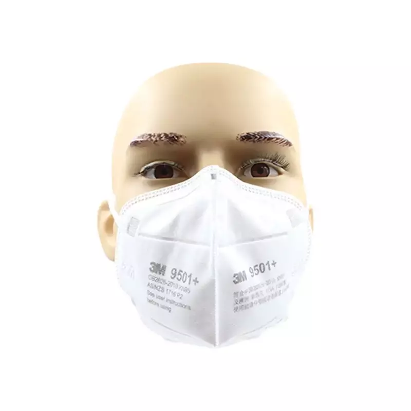 3M 9501+ KN95 | Respirator Mask | Flat Fold with Ear Loop & Nose Clip | White | Pack of 50