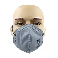 Karam RFH01 Respirator | P1 Flat Fold | Nose Clip,Head Band | Grey Colour | ISI Marked | Pack of 100