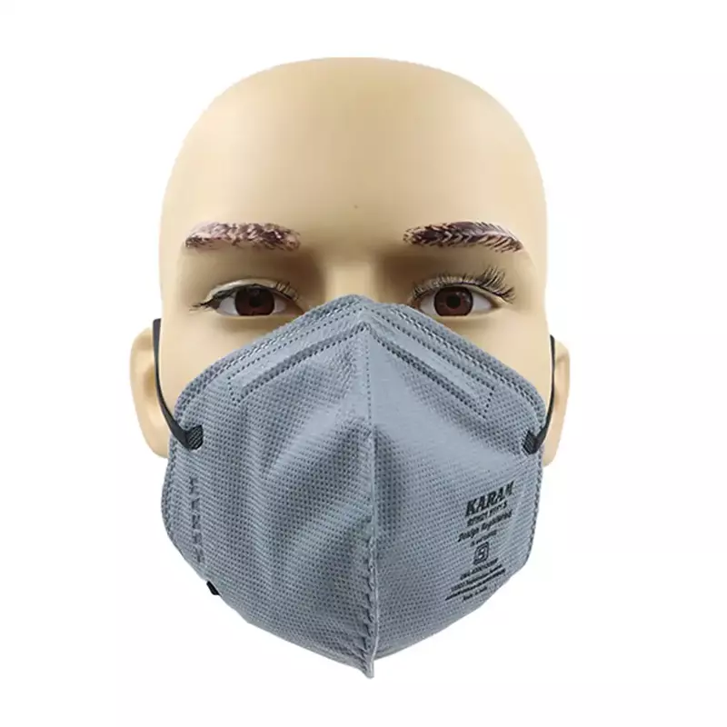 Karam RFH01 Respirator | P1 Flat Fold | Nose Clip,Head Band | Grey Colour | ISI Marked | Pack of 100