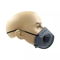 Karam RFH01+ Respirator | P1 Flat Fold with Valve,Nose Clip | Head Band | Grey Colour | ISI Marked | Pack of 40