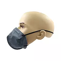Karam RFH01+ Respirator | P1 Flat Fold with Valve,Nose Clip | Head Band | Grey Colour | ISI Marked | Pack of 40