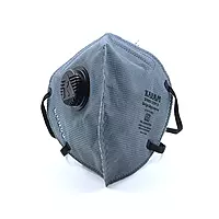 Karam RFH01+ Respirator | P1 Flat Fold with Valve,Nose Clip | Head Band | Grey Colour | ISI Marked | Pack of 40