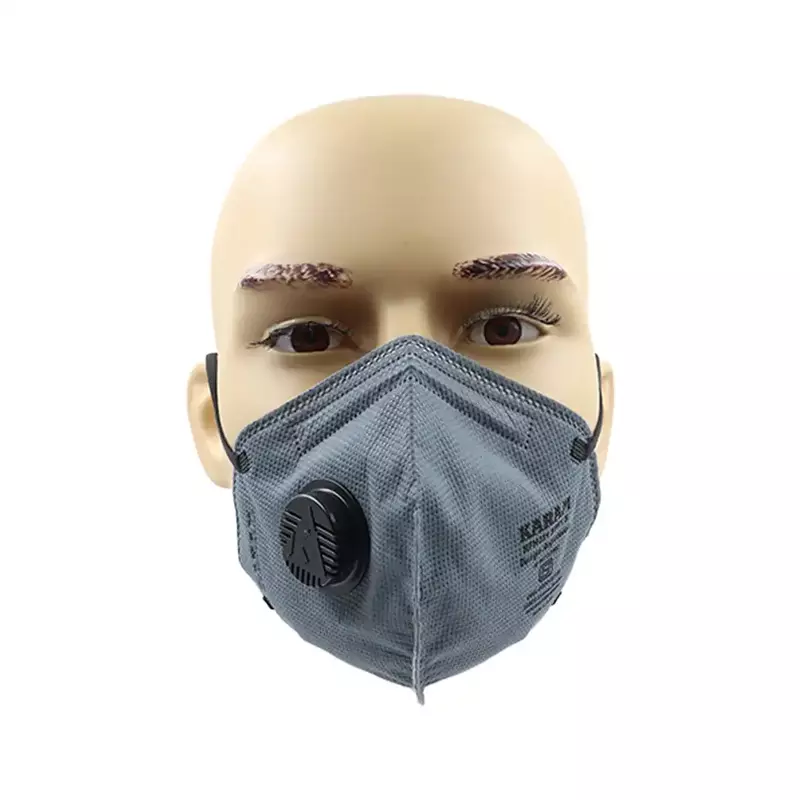 Karam RFH01+ Respirator | P1 Flat Fold with Valve,Nose Clip | Head Band | Grey Colour | ISI Marked | Pack of 40 Karam RFH01+ Respirator | P1 Flat Fold with Valve,Nose Clip | Head Band | Grey Colour | ISI Marked | Pack of 40
