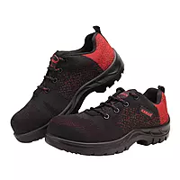 KARAM Flytex FS215 Safety Shoe | ISI Marked, Excellent Grip, Comfort & Slip Resistance | Sporty Design, Lightweight & Single Density with Composite Toe | Red & Black