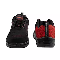 KARAM Flytex FS215 Safety Shoe | ISI Marked, Excellent Grip, Comfort & Slip Resistance | Sporty Design, Lightweight & Single Density with Composite Toe | Red & Black