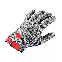 Gloves Five finger Stainless Steel Metal Mesh, Textile Cuff: White