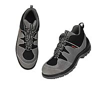 Karam Safety Shoe FS211RG Grey Suede Buff Leather, S.T- DD, PU Sole, Mid Ankle -CE Marked