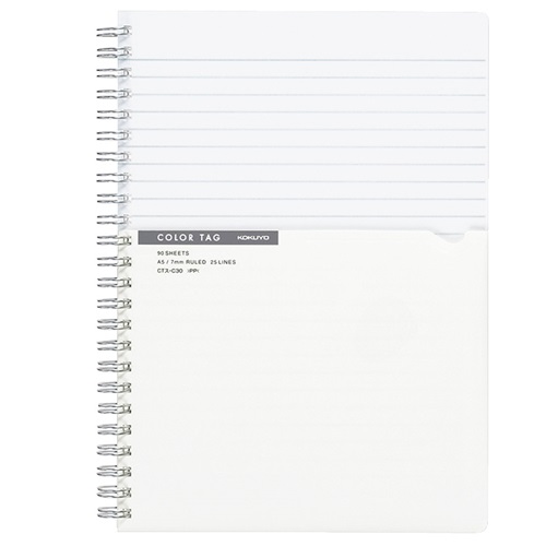 Kokuyo Twin Ring Notebook Color Tag Bicolor A5 Transparent CTs C30T