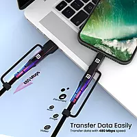 Portronics Konnect J8 3-in-1 (USB A + Type C to 8 Pin + Type C) Fast Charging Cable with 60W Max Output, Nylon Braided, For Android Smartphone, Ios And Type C Usb Devices, 1.2M Length(Black)