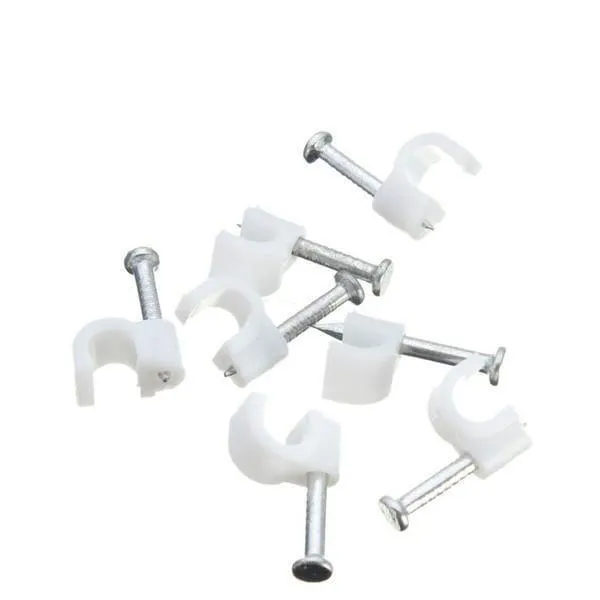 Round Cable Clip with Metal Nail , Wire Clamp Fasteners for Wall Mounting - (Pack Of 100) Round Cable Clip with Metal Nail , Wire Clamp Fasteners for Wall Mounting - (Pack Of 100)