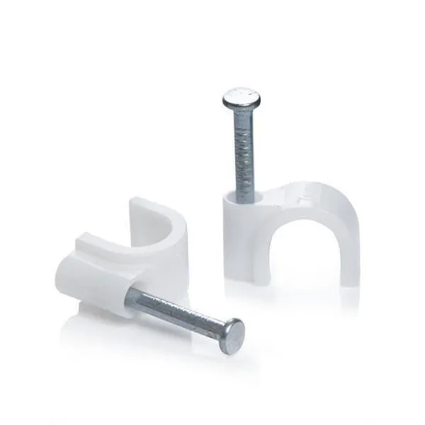 Round Cable Clip with Metal Nail , Wire Clamp Fasteners for Wall Mounting - (Pack Of 100) Round Cable Clip with Metal Nail , Wire Clamp Fasteners for Wall Mounting - (Pack Of 100)