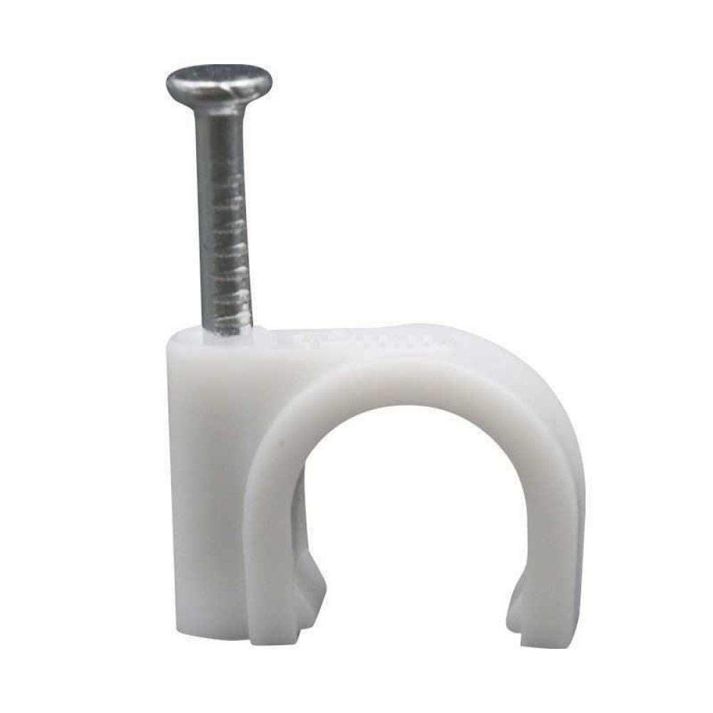 Cable Clips With Metal Nail | 8Mm Diameter Wire Fastener Circle - (Pack Of 100) Cable Clips With Metal Nail | 8Mm Diameter Wire Fastener Circle - (Pack Of 100)