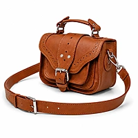 Cambridge Genuine Leather Mini Satchel Bag - Tan Brown