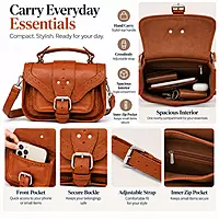 Cambridge Genuine Leather Mini Satchel Bag - Tan Brown