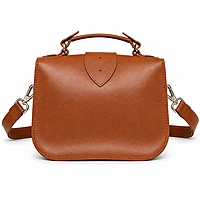 Cambridge Genuine Leather Mini Satchel Bag - Tan Brown