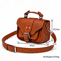 Cambridge Genuine Leather Mini Satchel Bag - Tan Brown