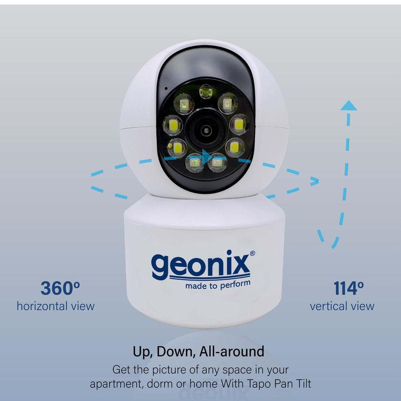 Geonix 2MP Wi-Fi Smart Security Camera, White, 1 Year Warranty, GXWC2MP