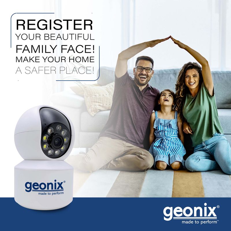 Geonix 2MP Wi-Fi Smart Security Camera, White, 1 Year Warranty, GXWC2MP