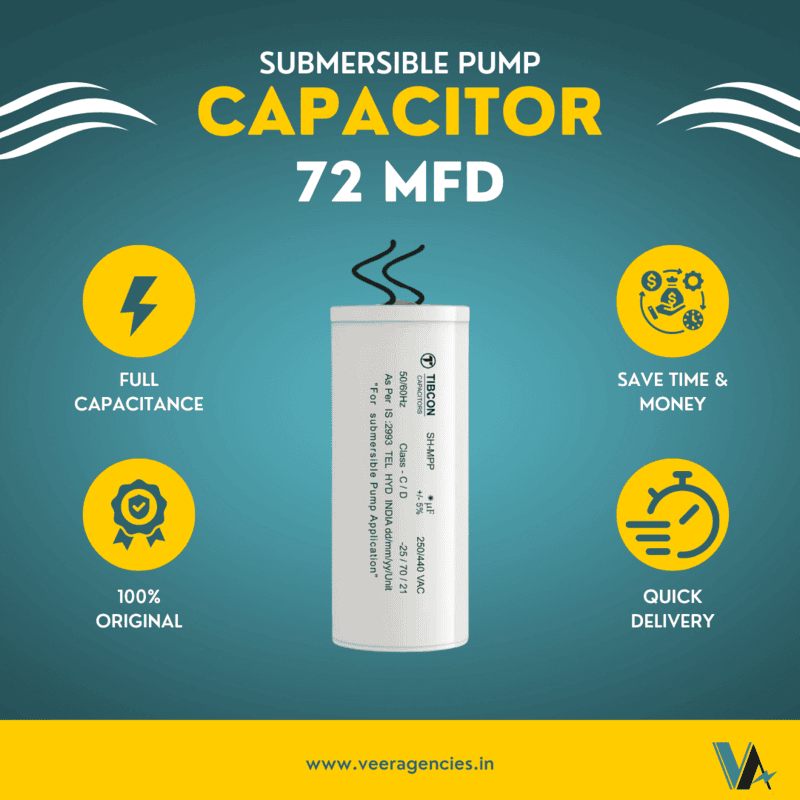 Tibcon 72 MFD 440 V Capacitor for Submersible Pump