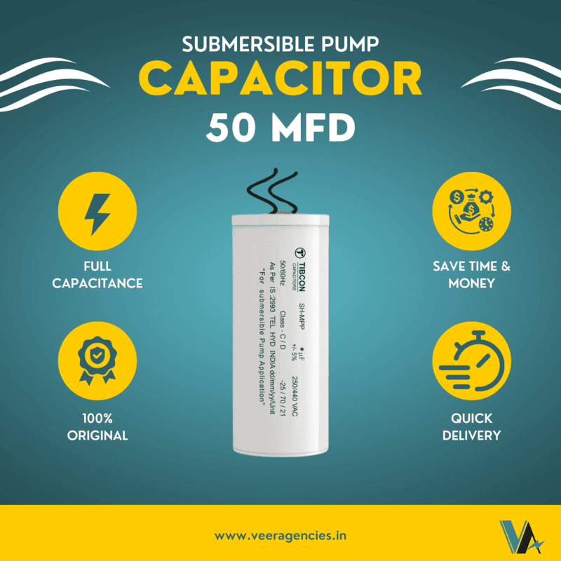 Tibcon 50 MFD 440 V Capacitor for Submersible Pump