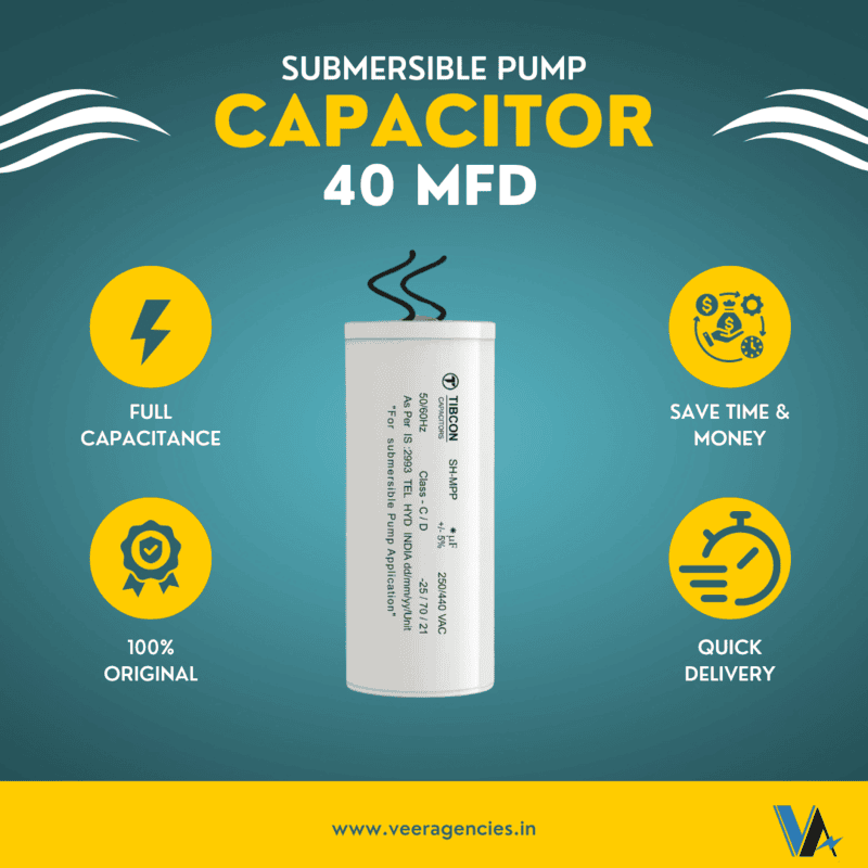 Tibcon 40 MFD 440 V Capacitor for Submersible Pump