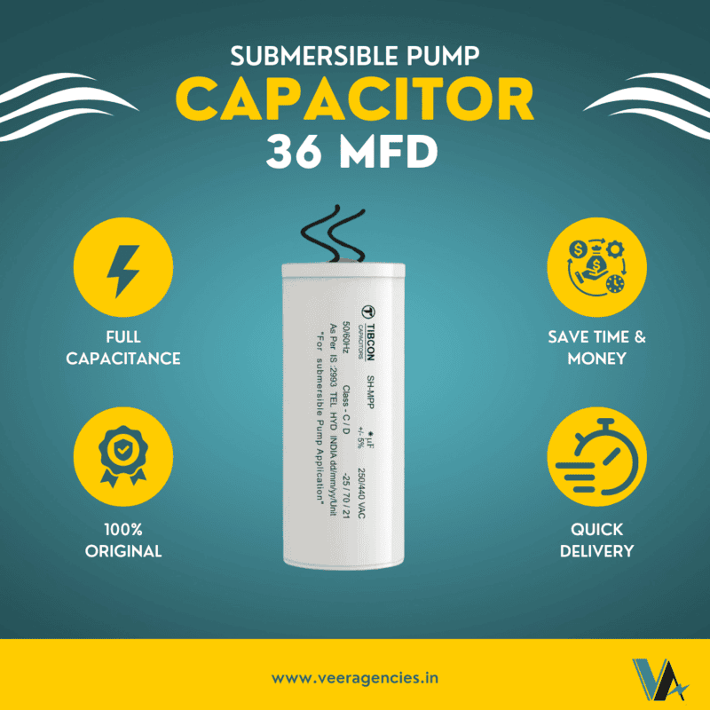Tibcon 36 MFD 440 V Capacitor for Submersible Pump