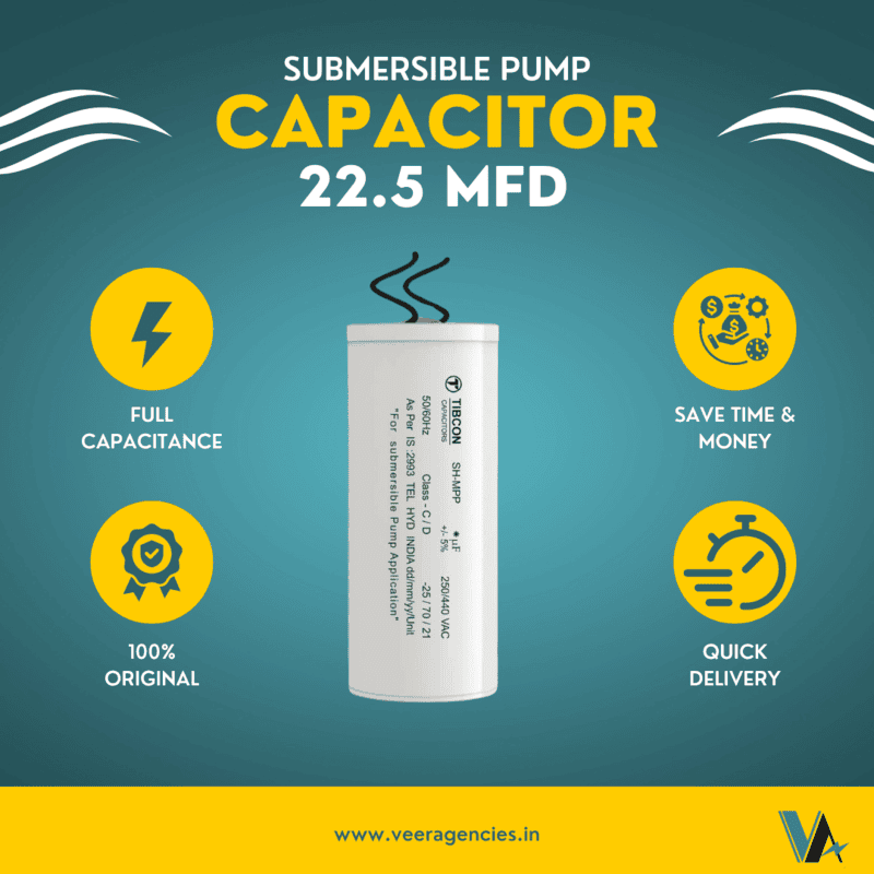 Tibcon 22.5 MFD 440 V Capacitor for Submersible Pump