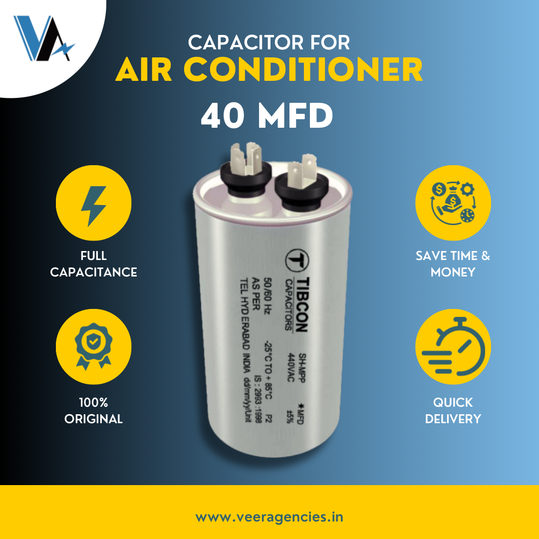 Tibcon 40 MFD Capacitor for Air Conditioner (PIN Type)