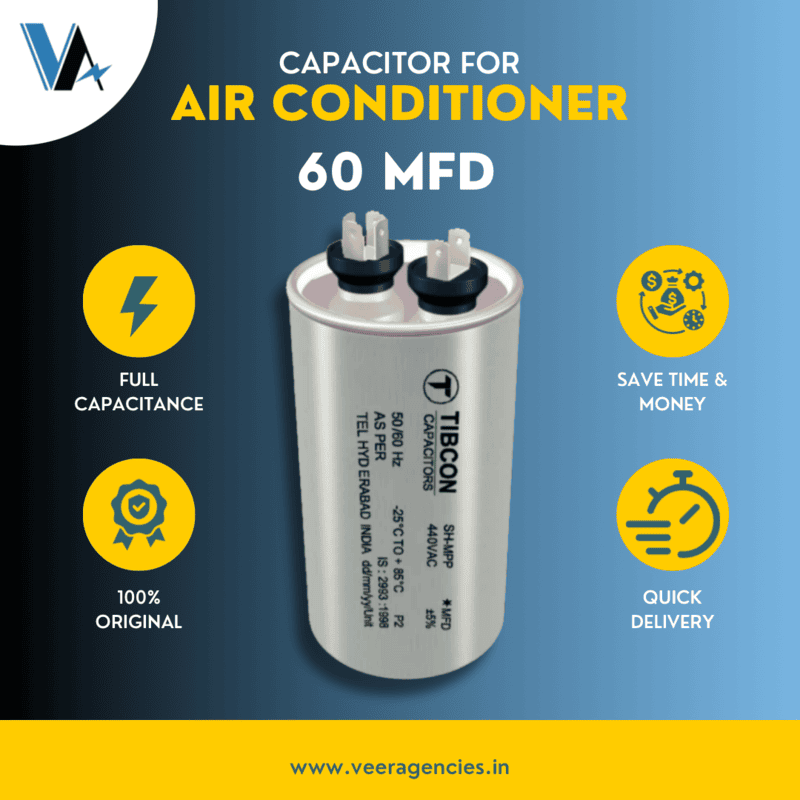 Tibcon 60 MFD Capacitor for Air Conditioner (PIN Type)
